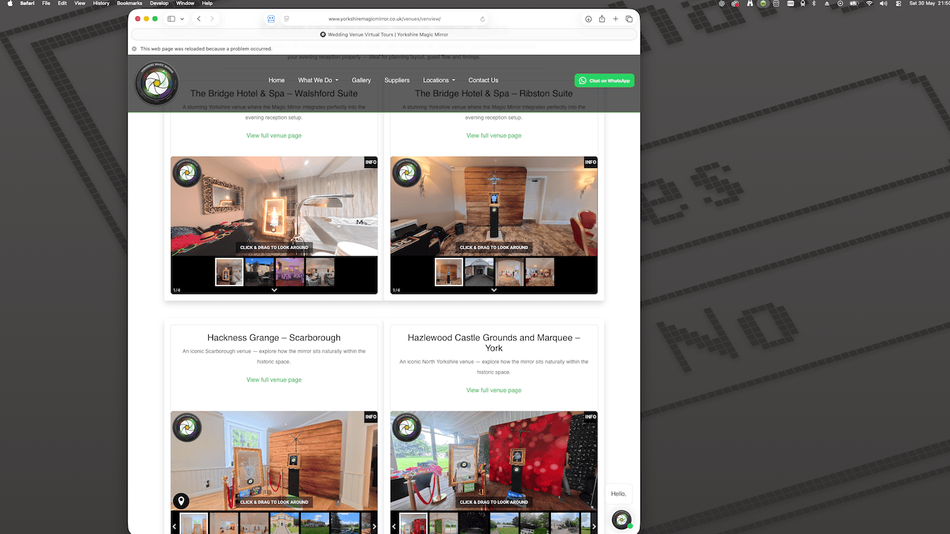 Mobile version of the VenView venue directory