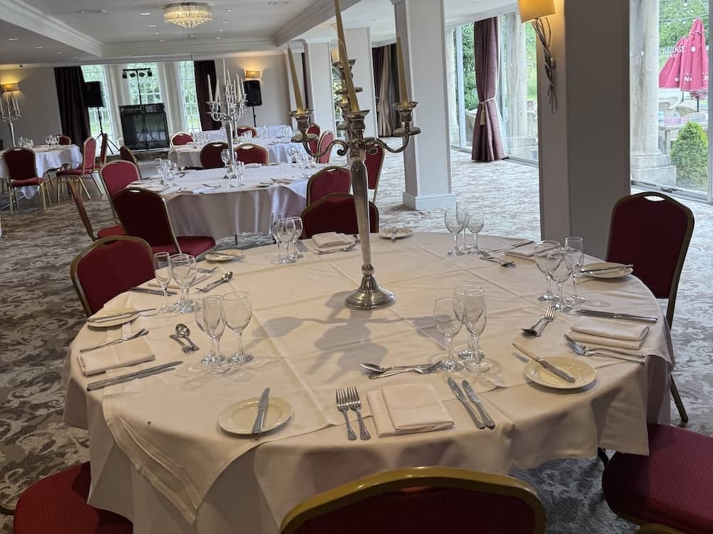 Wedding function room dressed at The Bridge