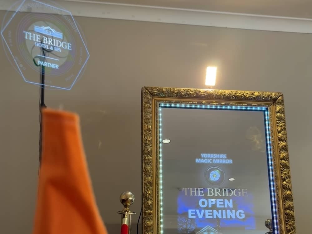 Magic Mirror setup in the Ribston Suite at The Bridge Hotel open evening