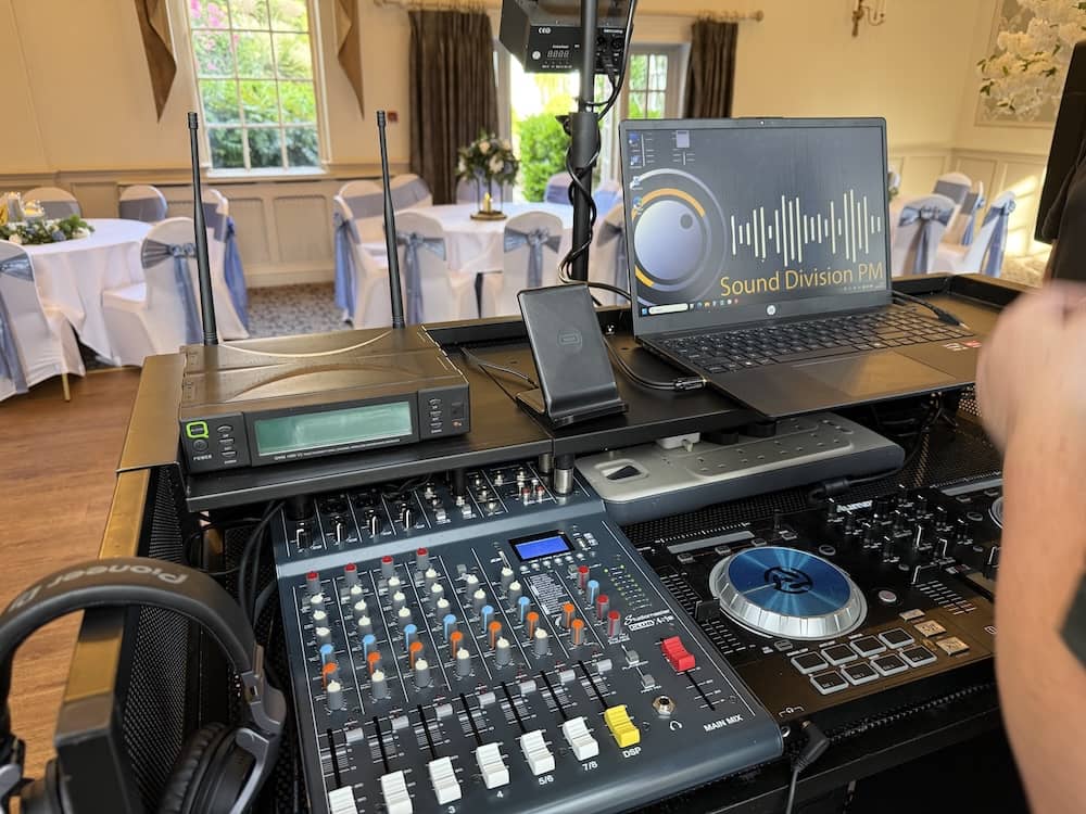 SoundDivisionPM DJ setup at The Bridge Hotel wedding