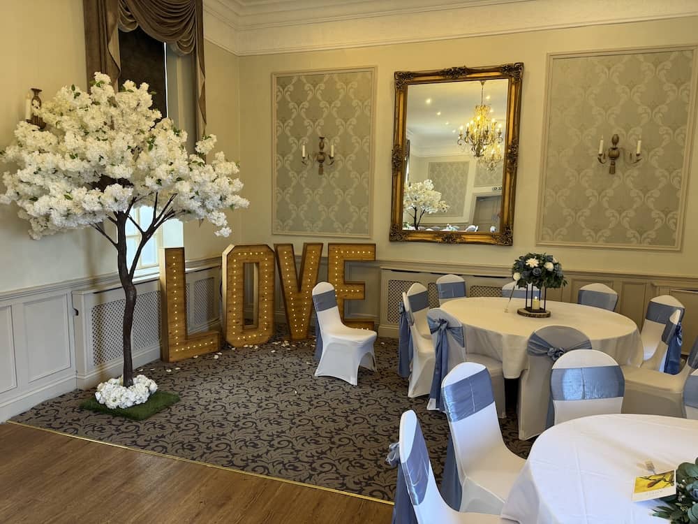 Walshford Suite prepared for Joe and Megan's wedding at The Bridge Hotel