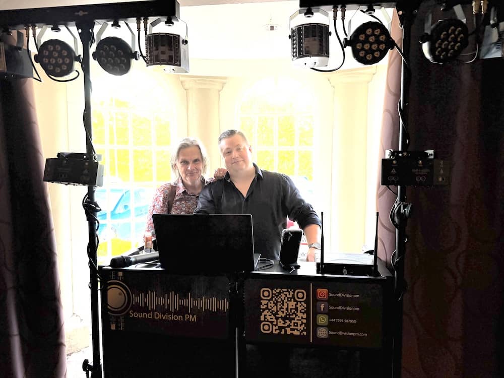 SoundDivisionPM DJ setup at Tyler and Josh's wedding at The Bridge Hotel
