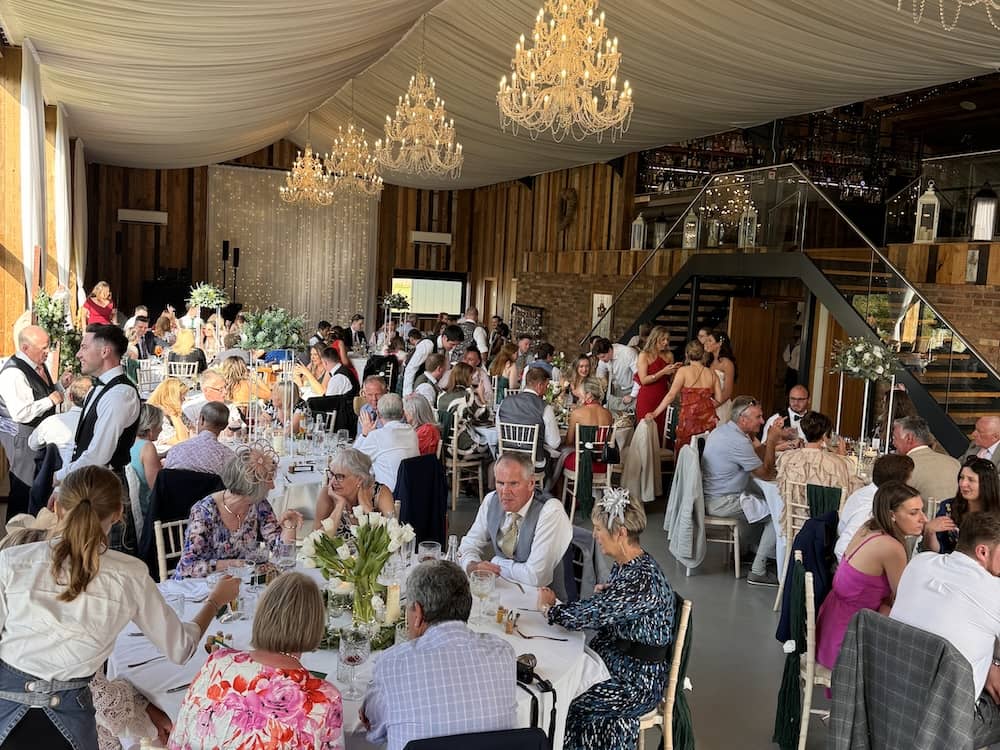 Wedding breakfast room at Bunny Hill in East Yorkshire