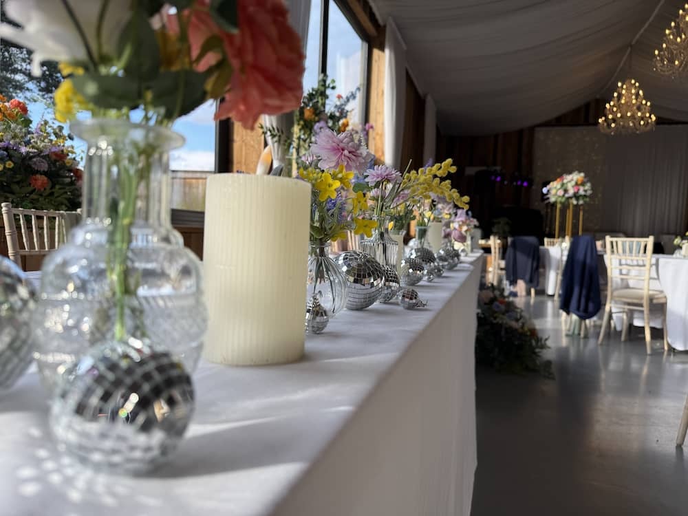 Wedding tables and room details at Bunny Hill