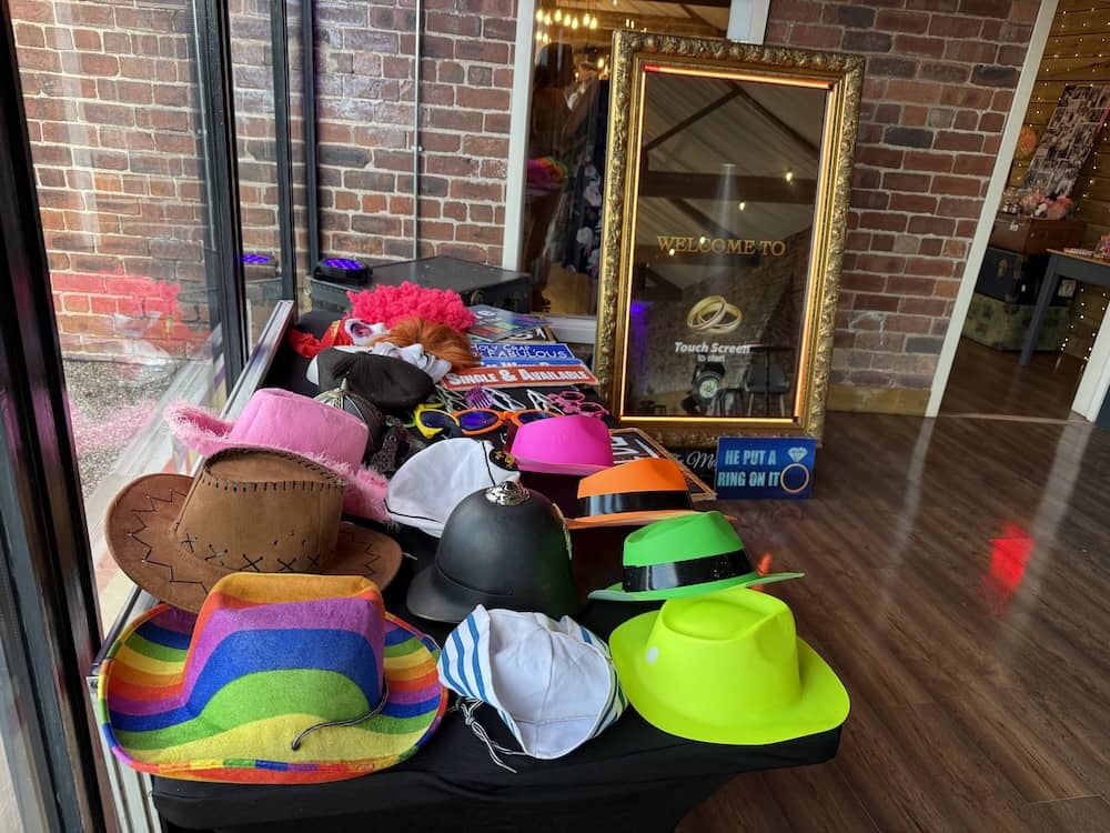 Magic Mirror and colourful props set up at Camblesforth Hall