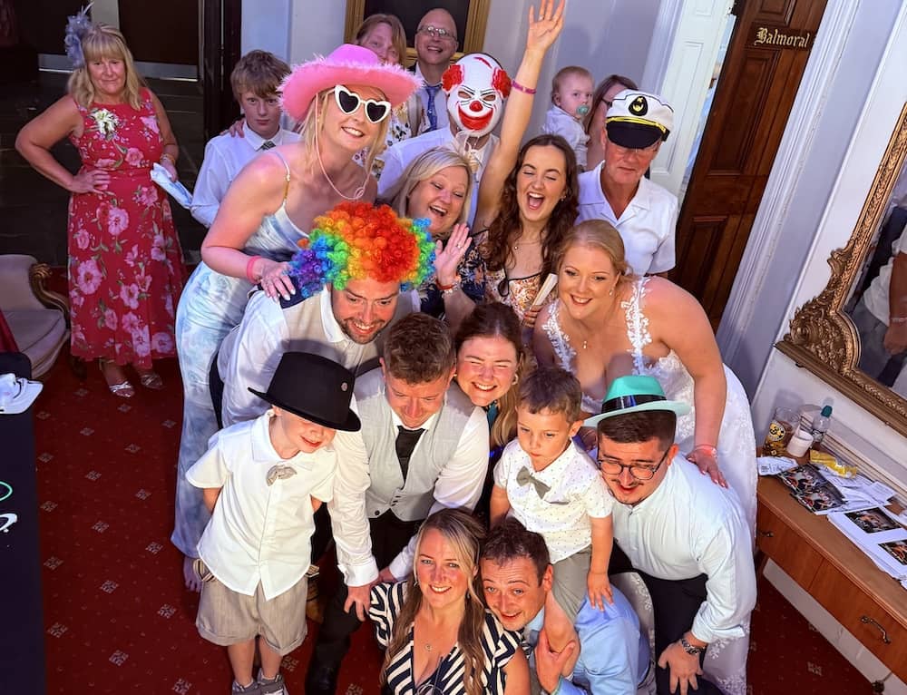 Wedding party enjoying Magic Mirror at Cave Castle