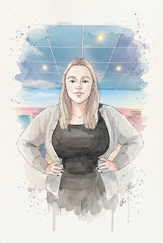 Watercolour-style portraits created at Cedar Court wedding fayre