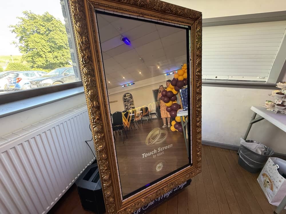 Yorkshire Magic Mirror setup with bespoke print design