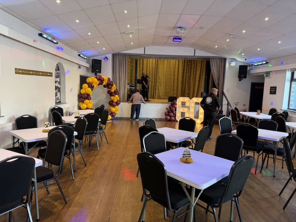 John enjoying his surprise 60th birthday celebration at Eldwick Memorial Hall