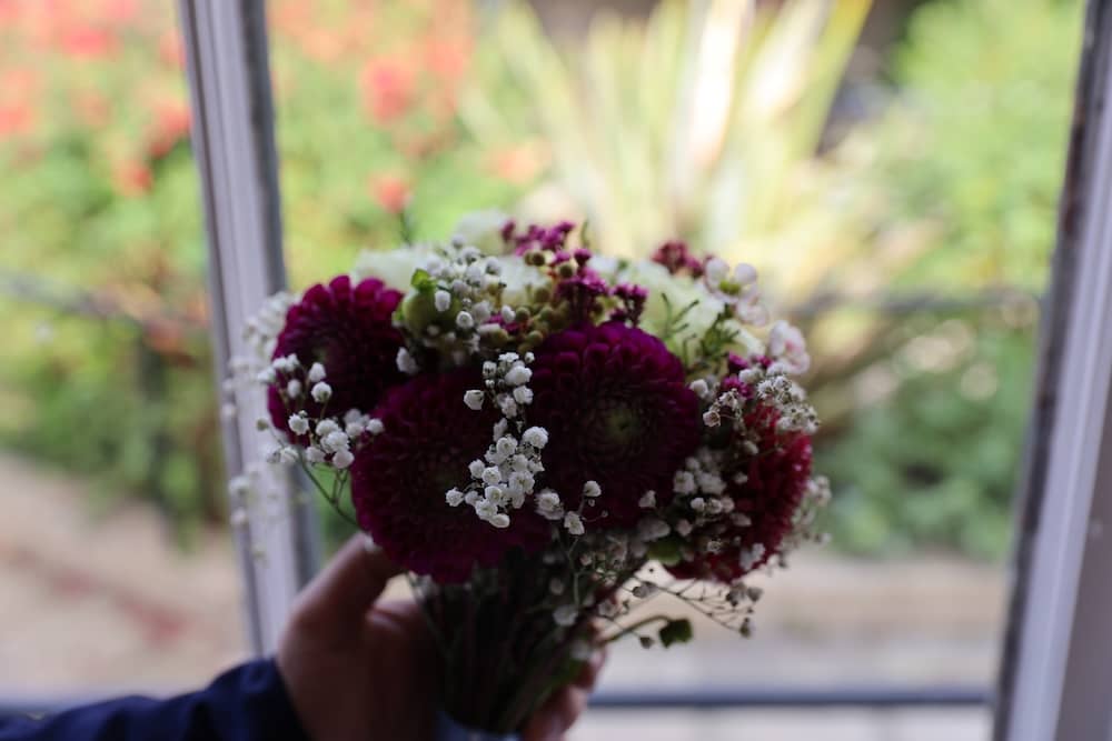 Wedding bouquet photographed at a small Harrogate wedding