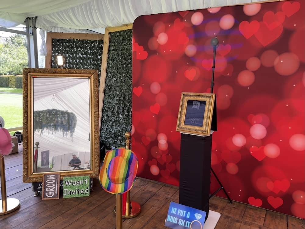Yorkshire Magic Mirror setup inside Hazlewood Castle marquee