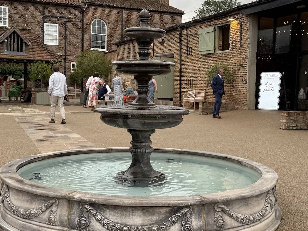 Hornington Manor courtyard fountain wedding venue
