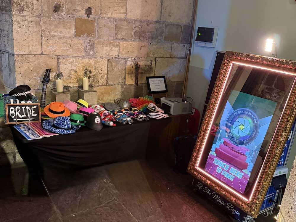 Magic Mirror setup at The Hospitium wedding reception in York