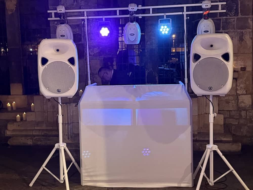 Night Owls Disco DJ setup at The Hospitium wedding reception
