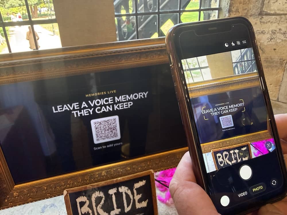 Guest scanning Yorkshire Magic Memories QR code at the Hospitium