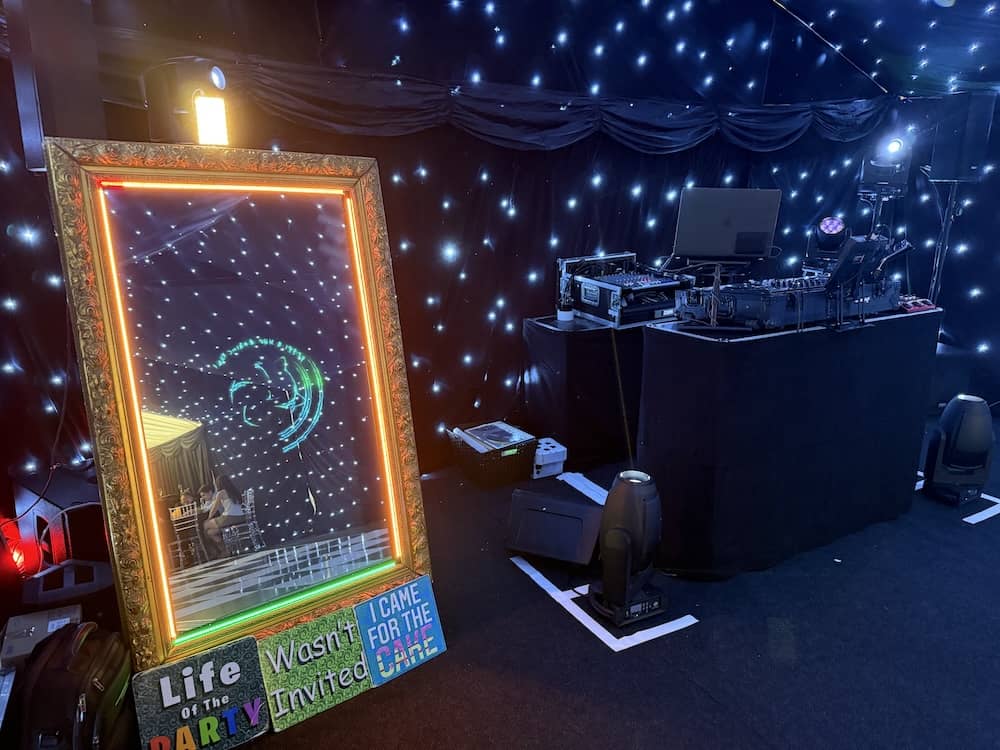 Magic Mirror setup beside the DJ at Joe's Bar Mitzvah