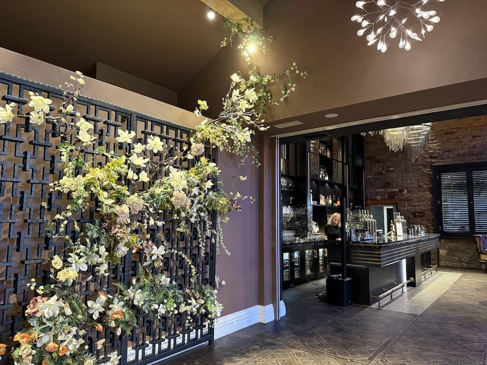 Floral entrance display inside Manor House Lindley