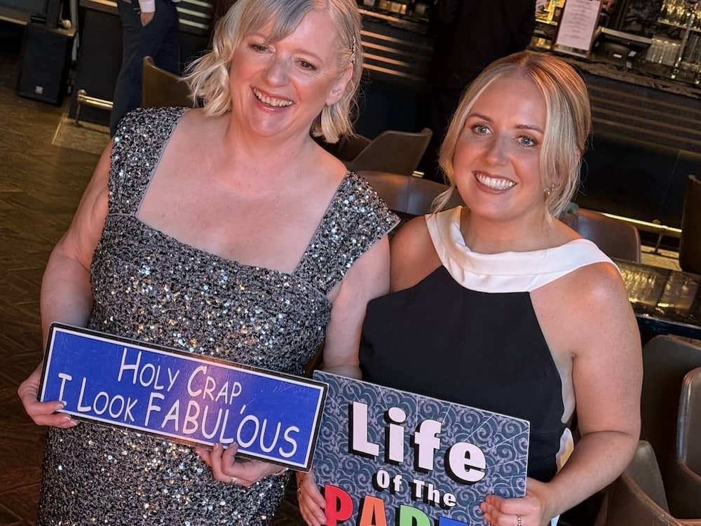 Guests posing with the Magic Mirror at Manor House Lindley