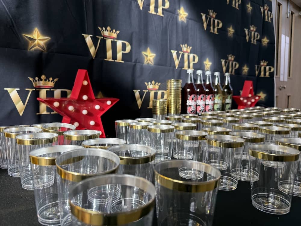 VIP entrance and welcome drinks prepared for the Meadow View residents’ prom