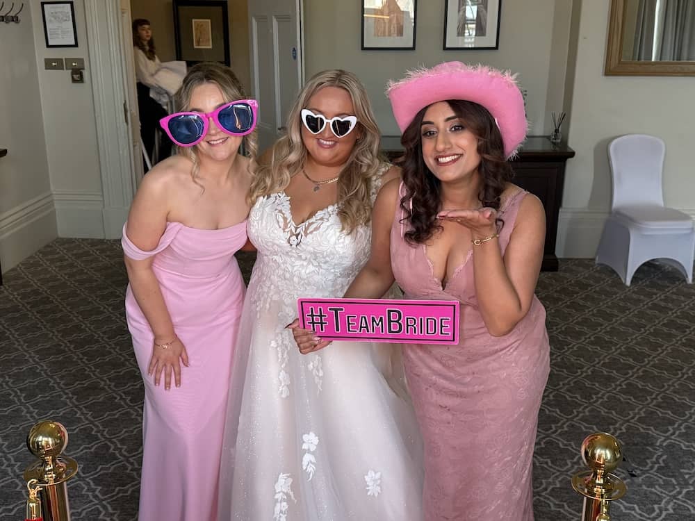 Bride and bridesmaids using the Magic Mirror at The Milner wedding