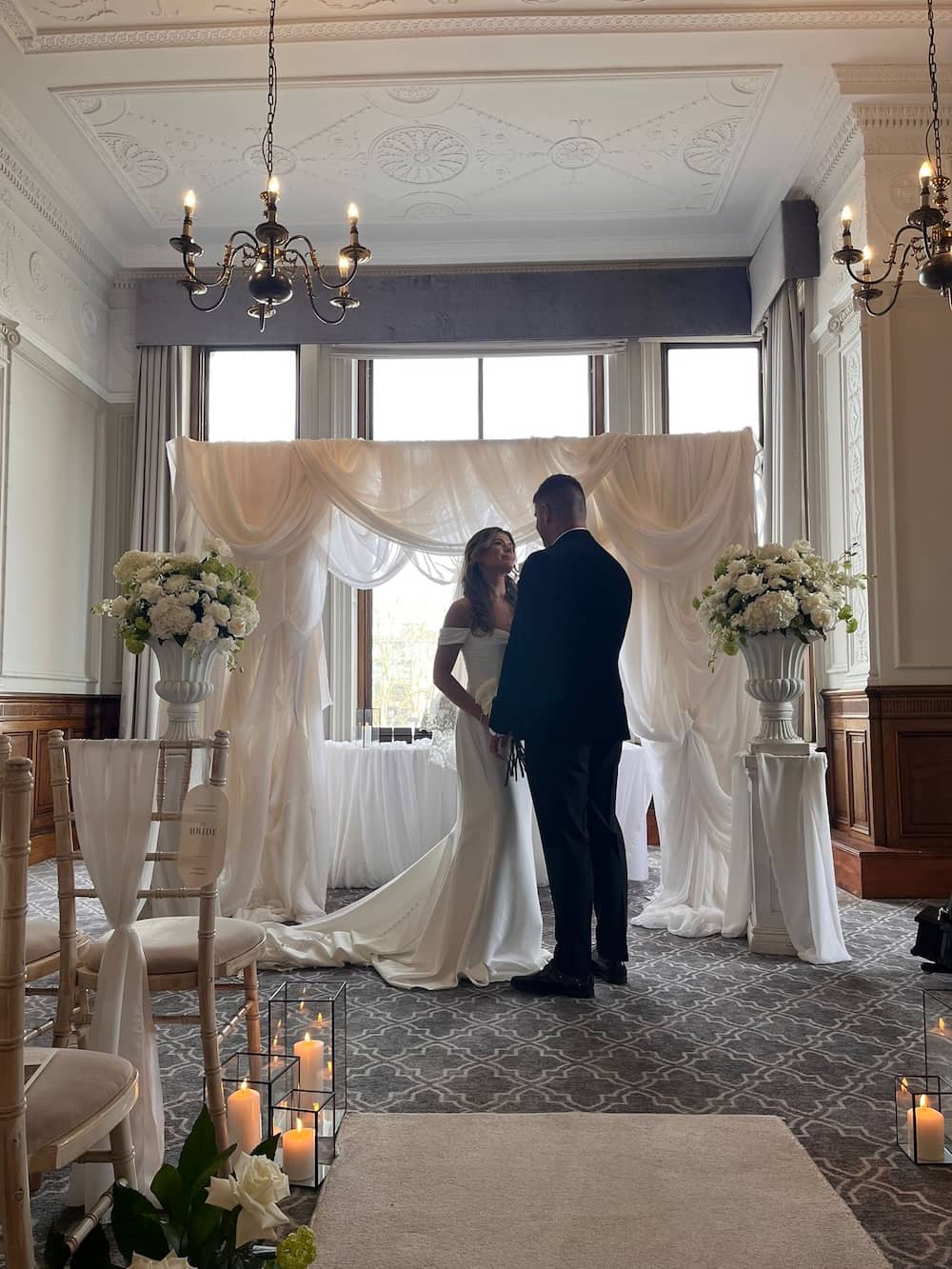 Styled wedding couple portraits inside The Milner York