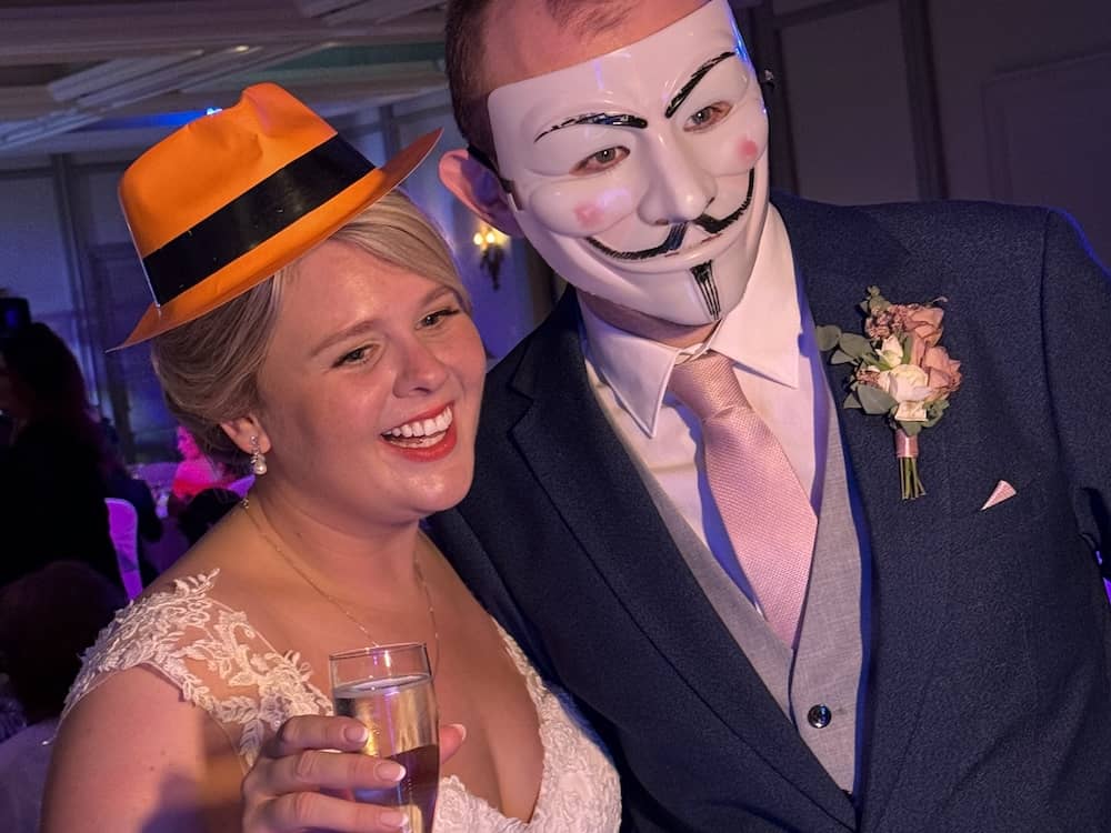 Wedding guests enjoying the Magic Mirror at Oulton Hall