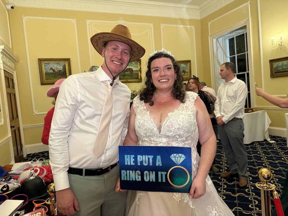 Bride and Groom using the Magic Mirror at Owston Hall