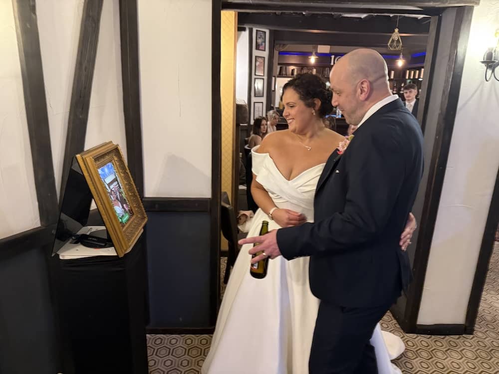 Natalie and Robert using the Magic Mirror at Rogerthorpe Manor Hotel