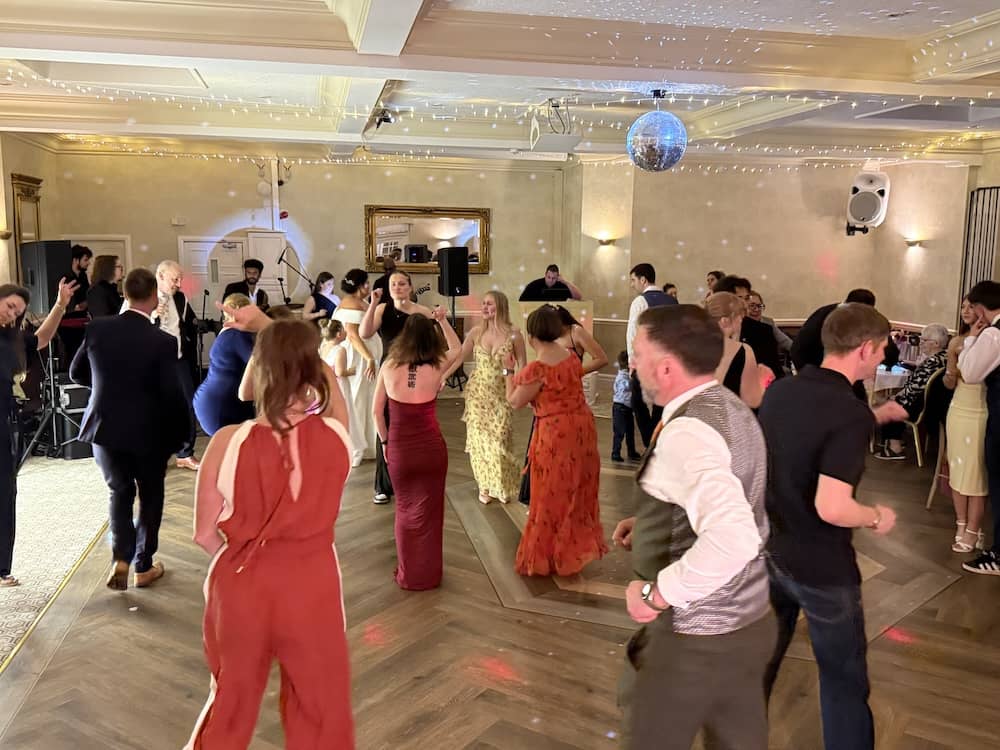 Dancefloor during Natalie and Robert's evening reception at Rogerthorpe Manor