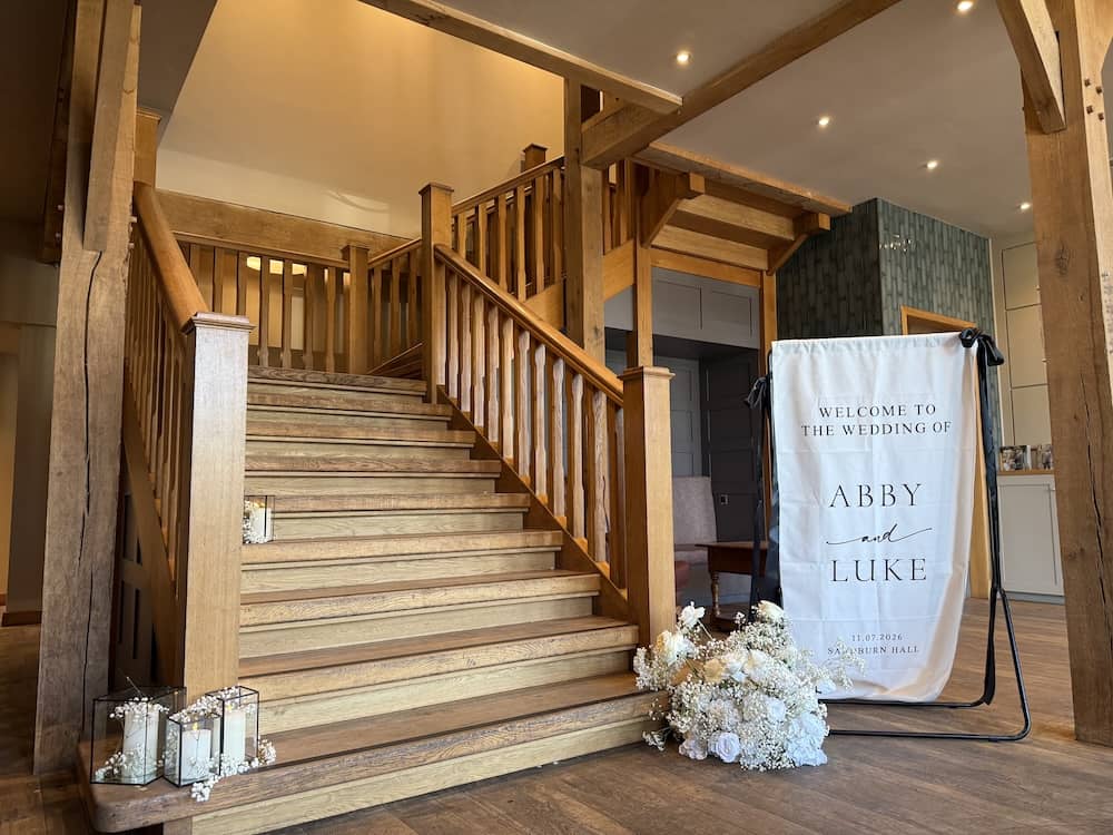 Main staircase at Sandburn Hall wedding venue
