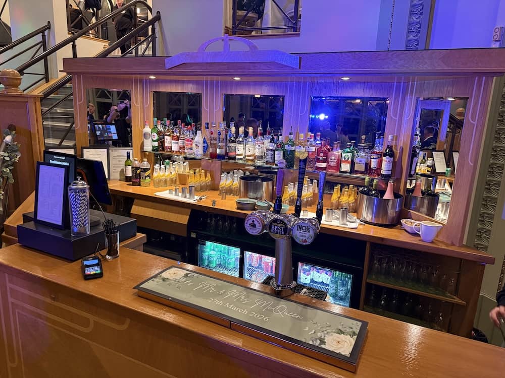 Bar area at Sun Pavilion Harrogate wedding evening reception