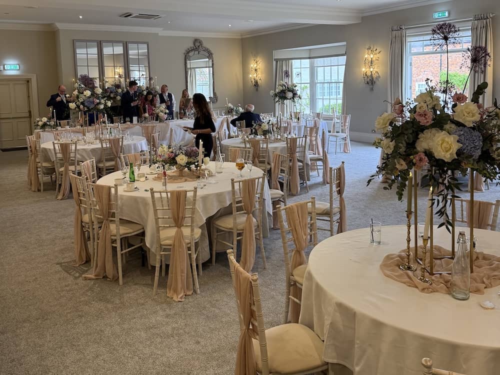 Wedding breakfast room at Tickton Grange