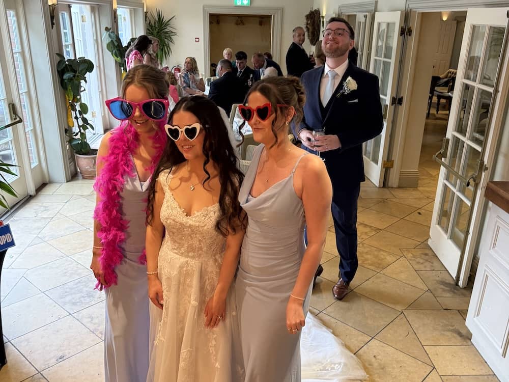 Guests using Magic Mirror at Tickton Grange wedding