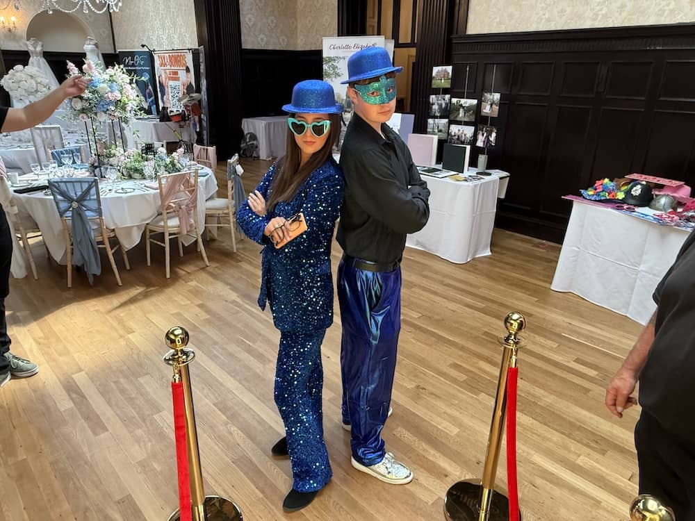 Couple using Magic Mirror at Wortley Hall wedding fayre