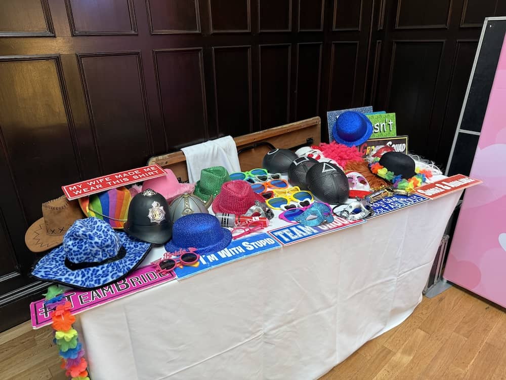 Magic Mirror props table at Wortley Hall wedding fayre