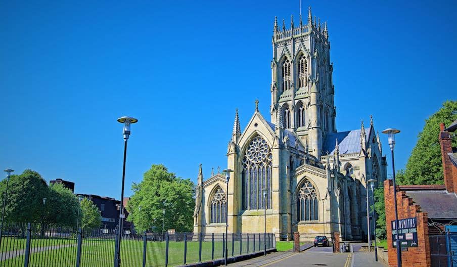Doncaster town centre and historic architecture in South Yorkshire