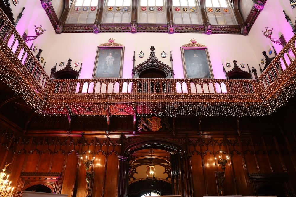 Grand hall interior at Allerton Castle wedding venue