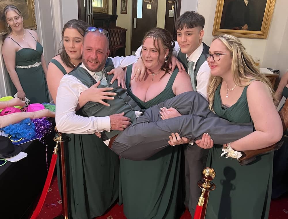 Wedding guests using the Magic Mirror at Cave Castle