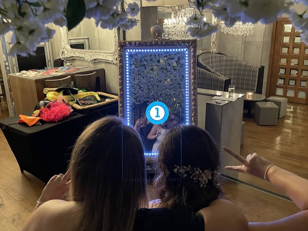 Guests using the Magic Mirror at The Crown Hotel Bawtry