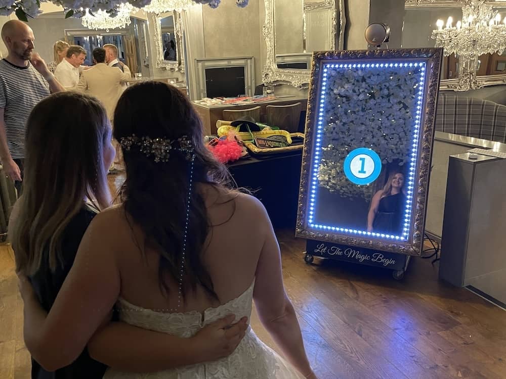 Wedding guests using the Magic Mirror at The Crown Hotel Bawtry