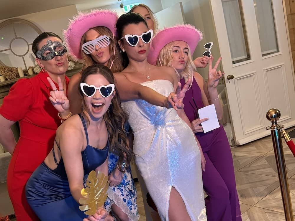 Wedding guests using the photo booth at Egton Manor