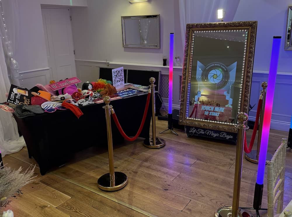 Wedding guests enjoying the Magic Mirror at Hackness