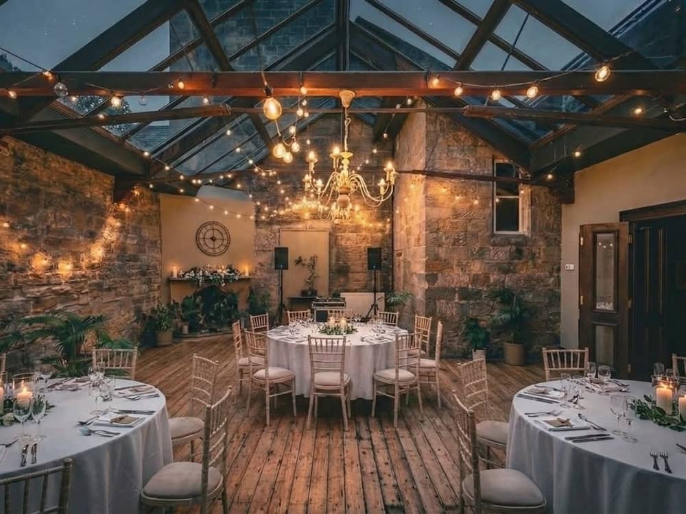 Ceremony Room in the evening at Hodroyd Hall