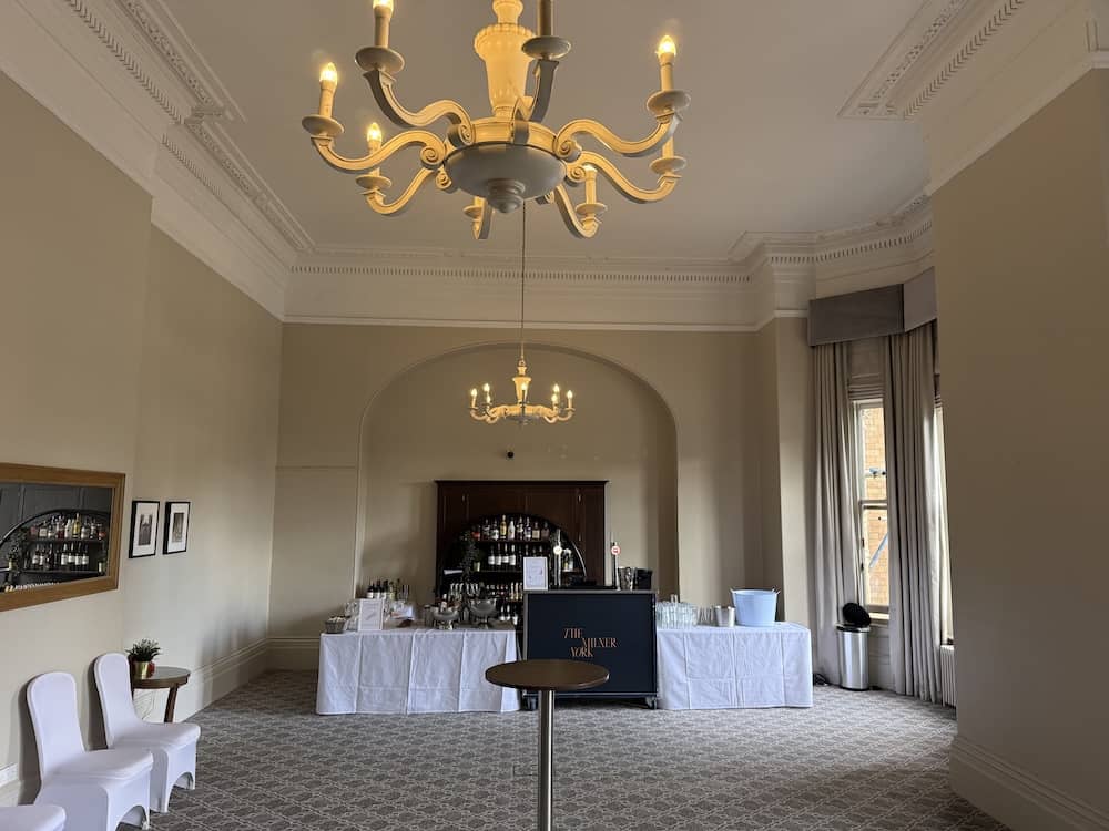 Wedding reception room at The Milner York hotel