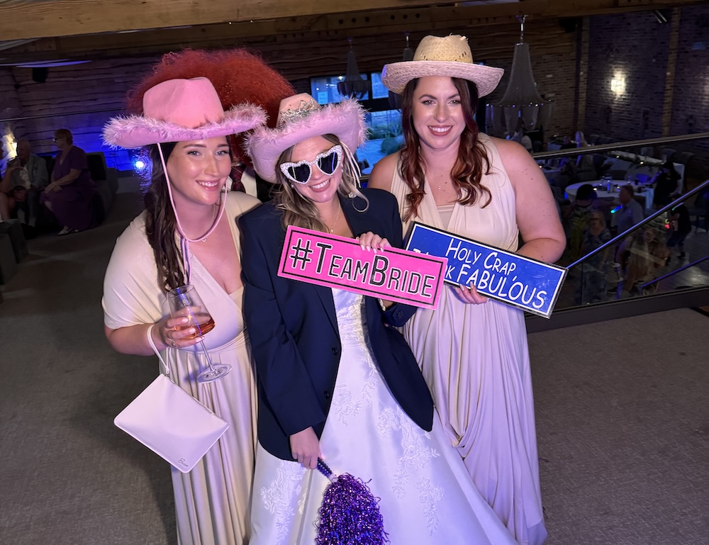 Wedding guests using the Magic Mirror at Oakwood at Ryther