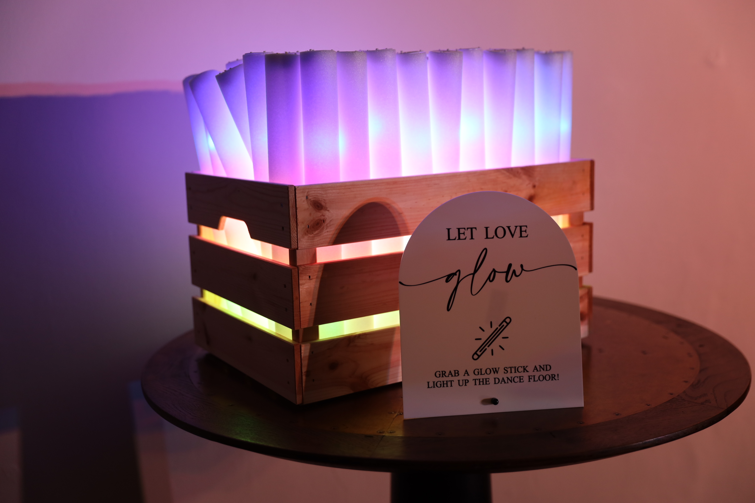 Glow sticks ready for guests at Thicket Priory wedding